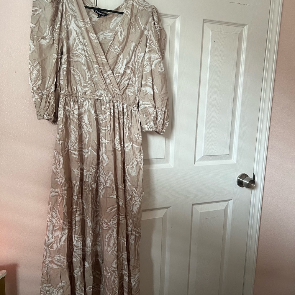 Beige Floral Women's Dress